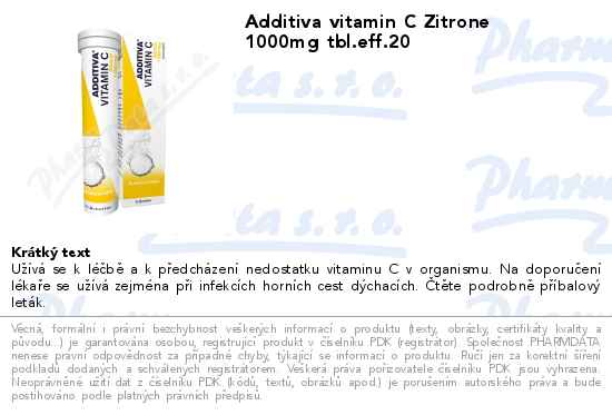 Additiva vitamin C Zitrone 1000mg tbl.eff.20
