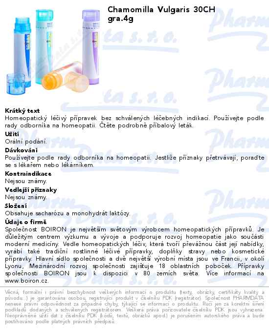Chamomilla Vulgaris 30CH gra.4g