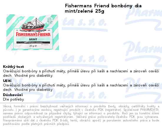 Fishermans Friend bonbĂłny dia mint/zelenĂ© 25g