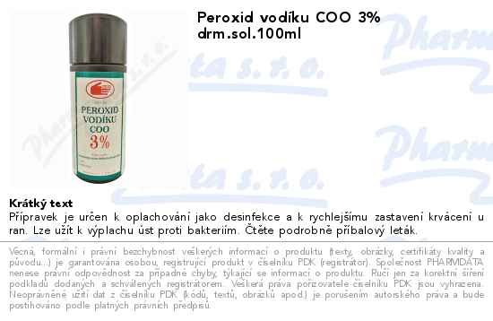 Peroxid vodĂ­ku COO 3% drm.sol.100ml