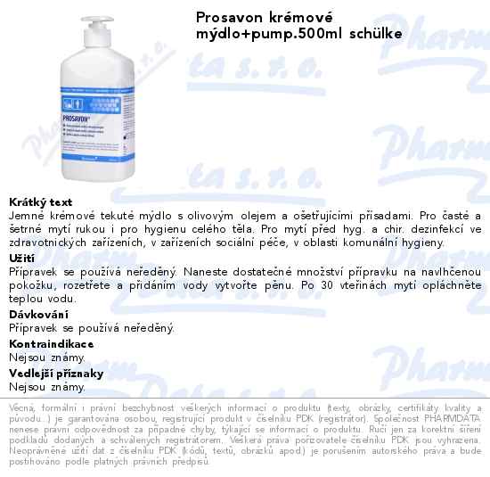 Prosavon krĂ©movĂ© mĂ˝dlo+pump.500ml schĂĽlke