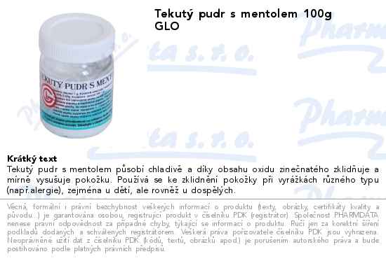 TekutĂ˝ pudr s mentolem 100g GLO