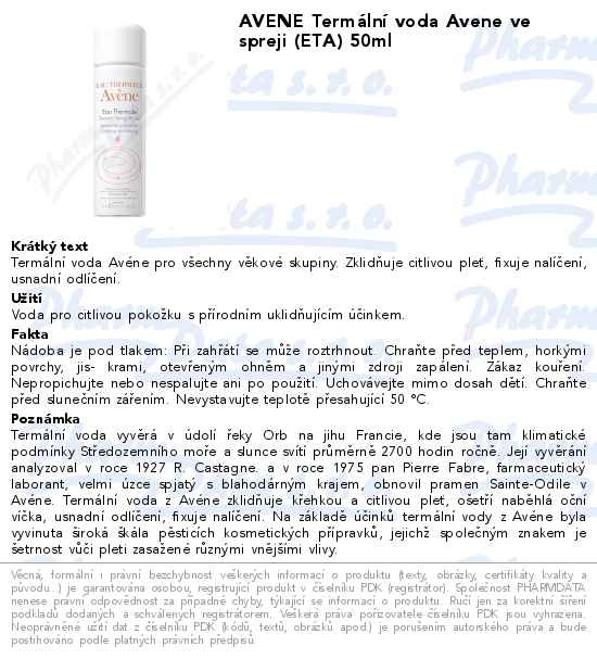 AVENE TermĂˇlnĂ­ voda Avene ve spreji (ETA) 50ml