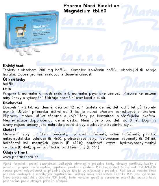 Pharma Nord BioaktivnĂ­ MagnĂ©zium tbl.60