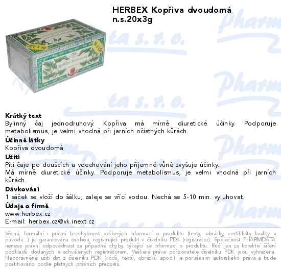 HERBEX KopĹ™iva dvoudomĂˇ n.s.20x3g