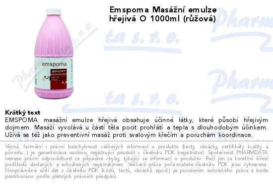 Emspoma MasĂˇĹľnĂ­ emulze hĹ™ejivĂˇ O 1000ml (rĹŻĹľovĂˇ)