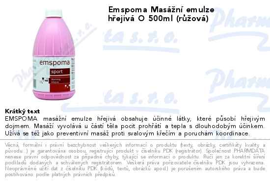 Emspoma MasĂˇĹľnĂ­ emulze hĹ™ejivĂˇ O 500ml (rĹŻĹľovĂˇ)