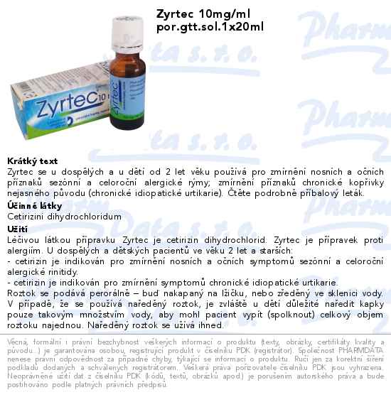 Zyrtec 10mg/ml por.gtt.sol.1x20ml