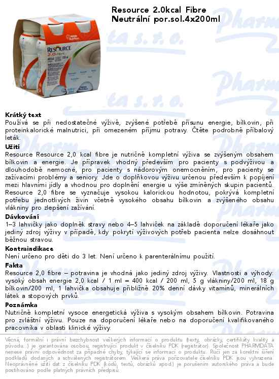 Resource 2.0kcal Fibre NeutrĂˇlnĂ­ por.sol.4x200ml