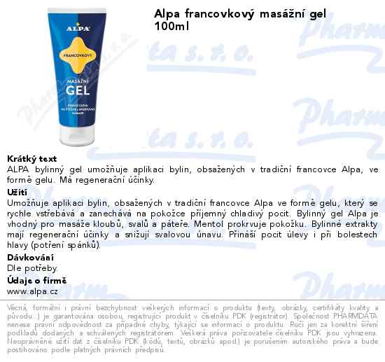 Alpa francovkovĂ˝ masĂˇĹľnĂ­ gel 100ml