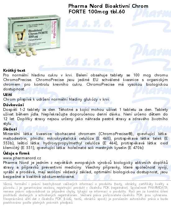 Pharma Nord BioaktivnĂ­ Chrom FORTE 100mcg tbl.60