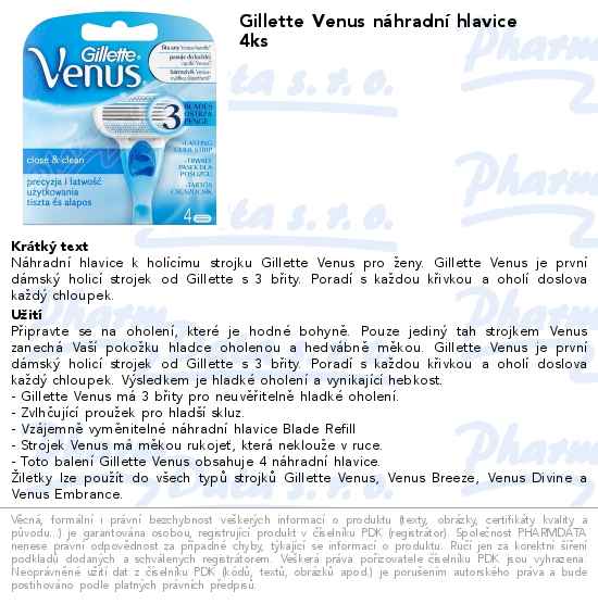 Gillette Venus nĂˇhradnĂ­ hlavice 4ks