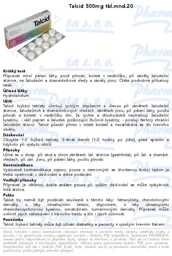 Talcid 500mg tbl.mnd.20