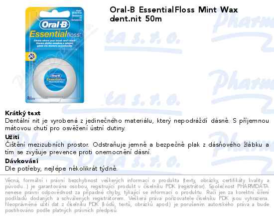 Oral-B EssentialFloss Mint Wax dent.nit 50m