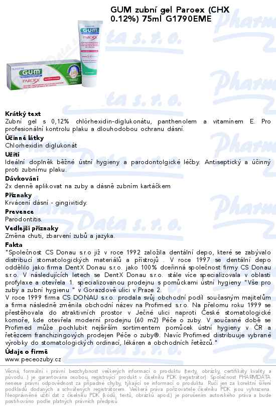 GUM zubnĂ­ gel Paroex (CHX 0.12%) 75ml G1790EME