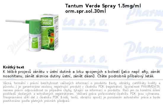 Tantum Verde Spray 1.5mg/ml orm.spr.sol.30ml