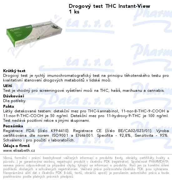 DrogovĂ˝ test THC Instant-View 1 ks