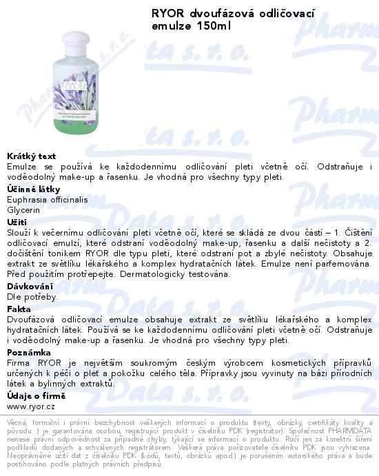 RYOR dvoufĂˇzovĂˇ odliÄŤovacĂ­ emulze 150ml