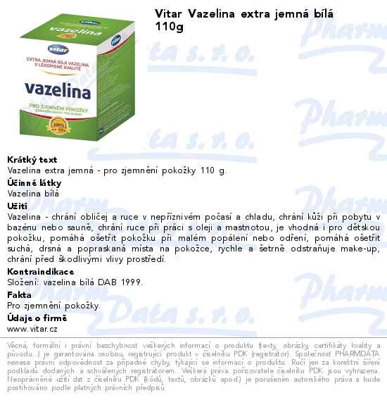 Vitar Vazelina extra jemnĂˇ bĂ­lĂˇ 110g