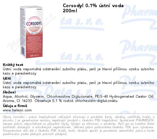 Corsodyl 0.1% ĂşstnĂ­ voda 200ml