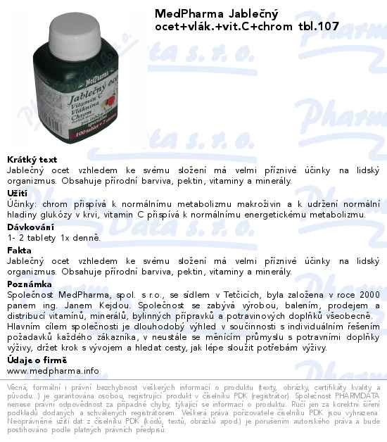 MedPharma JableÄŤnĂ˝ ocet+vlĂˇk.+vit.C+chrom tbl.107