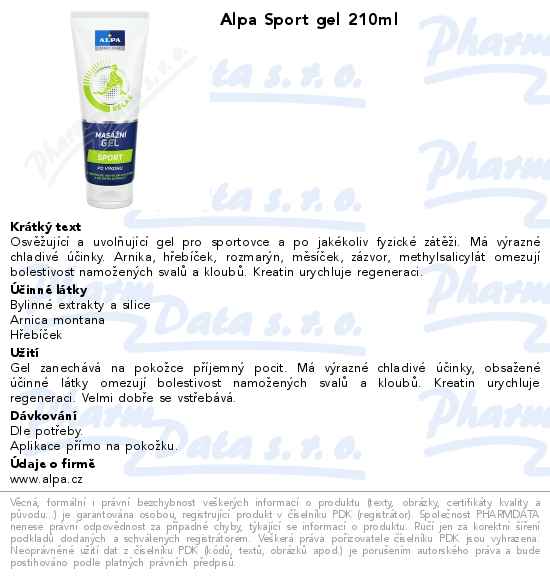 Alpa Sport gel 210ml