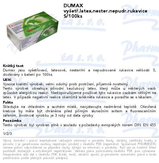 DUMAX vyĹˇetĹ™.latex.nester.nepudr.rukavice S/100ks