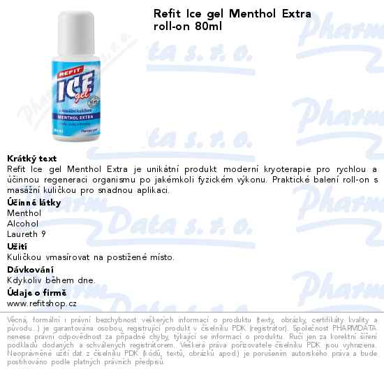 Refit Ice gel Menthol Extra roll-on 80ml