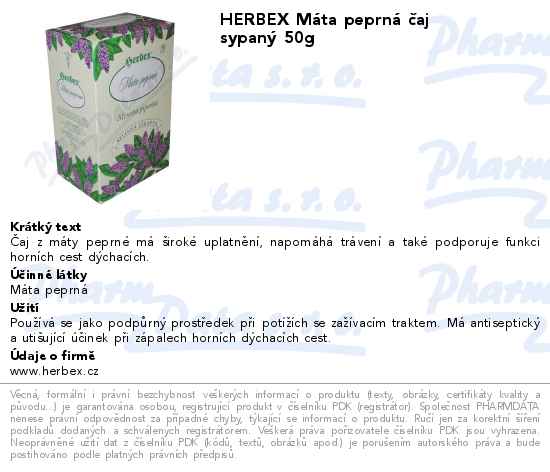 HERBEX MĂˇta peprnĂˇ ÄŤaj sypanĂ˝ 50g