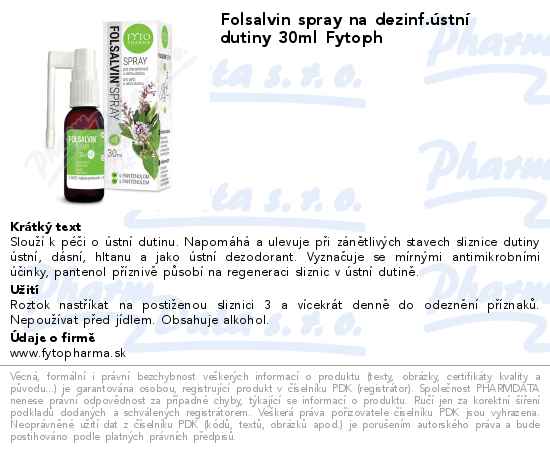 Folsalvin spray na dezinf.ĂşstnĂ­ dutiny 30ml Fytoph