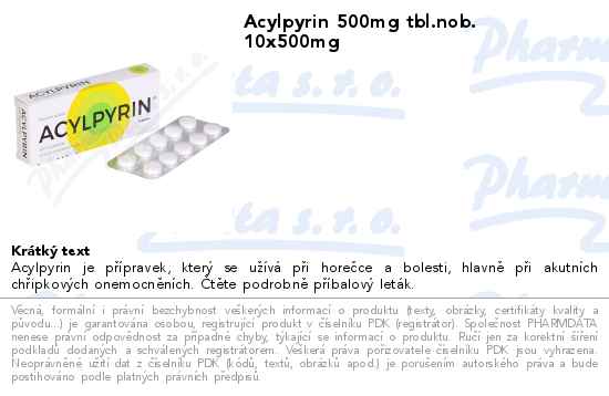Acylpyrin 500mg tbl.nob. 10x500mg