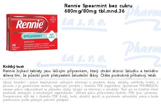 Rennie Spearmint bez cukru por.tbl.mnd.36