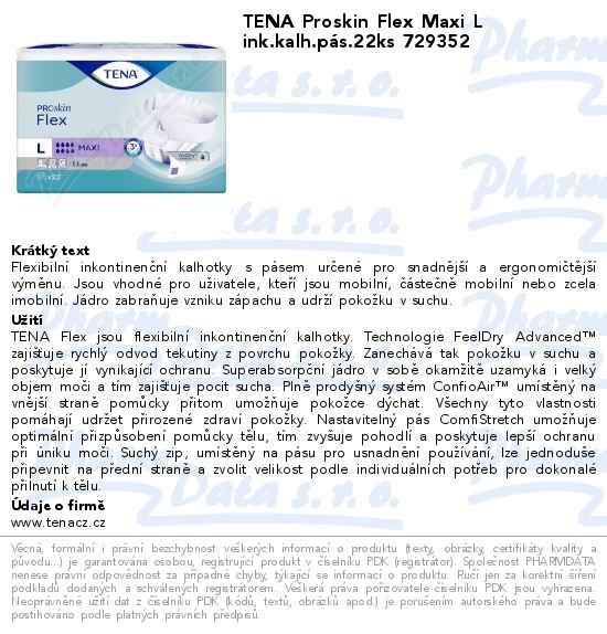TENA Proskin Flex Maxi L ink.kalh.pĂˇs.22ks 729352