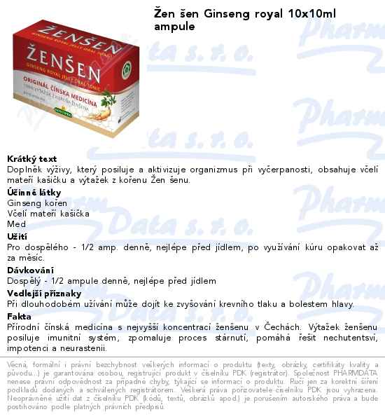 Ĺ˝en Ĺˇen Ginseng royal 10x10ml ampule