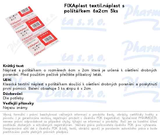 FIXAplast textil.nĂˇplast s polĹˇtĂˇĹ™kem 6x2cm 5ks