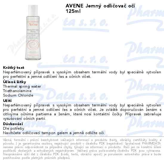 AVENE JemnĂ˝ odliÄŤovaÄŤ oÄŤĂ­ 125ml