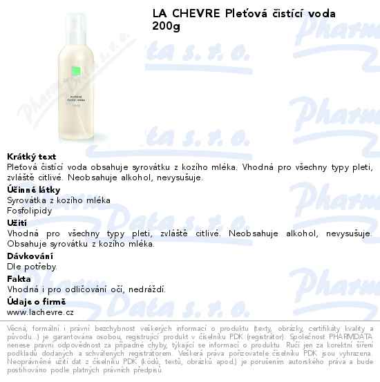 LA CHEVRE PleĹĄovĂˇ ÄŤistĂ­cĂ­ voda 200g