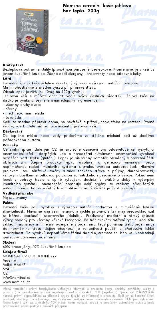Nomina cereĂˇlnĂ­ kaĹˇe jĂˇhlovĂˇ bez lepku 300g