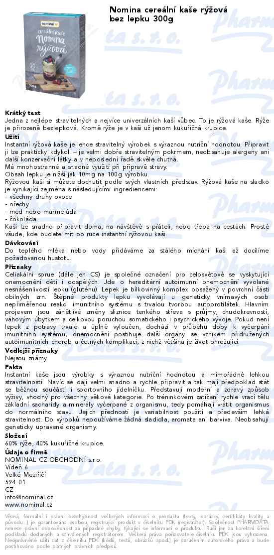 Nomina cereĂˇlnĂ­ kaĹˇe rĂ˝ĹľovĂˇ bez lepku 300g