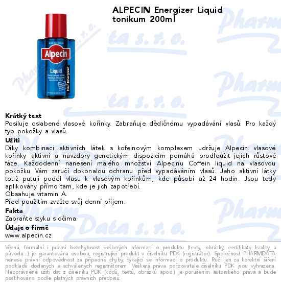 ALPECIN Energizer Liquid tonikum 200ml