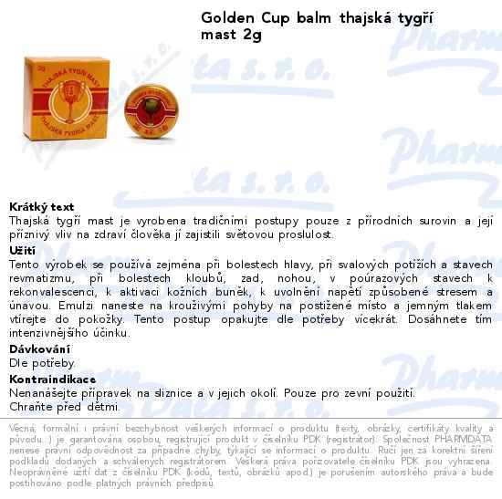 Golden Cup balm thajskĂˇ tygĹ™Ă­ mast 2g