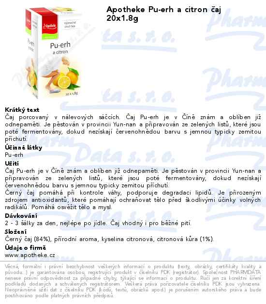 Apotheke Pu-erh a citron ÄŤaj 20x1.8g