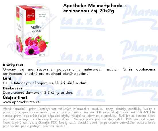 Apotheke Malina+jahoda s echinaceou ÄŤaj 20x2g