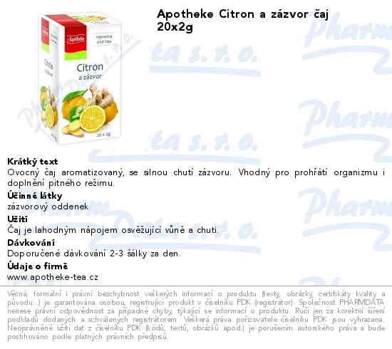 Apotheke Citron+zĂˇzvor s lĂ­pou ÄŤaj 20x2g