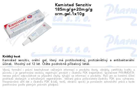 Kamistad Senzitiv 185mg/g+20mg/g orm.gel.1x10g