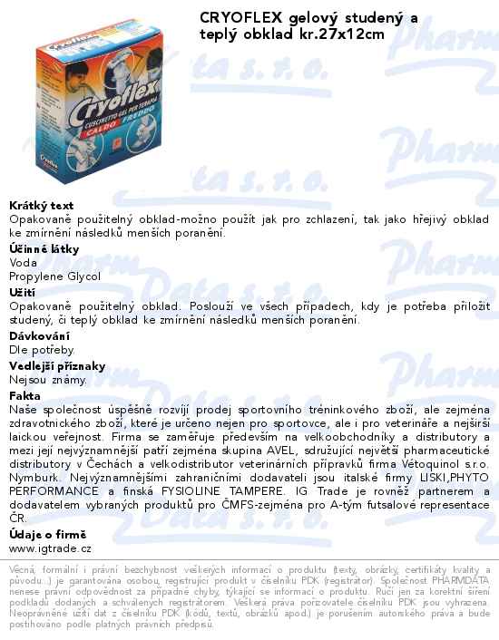 CRYOFLEX gelovĂ˝ studenĂ˝ a teplĂ˝ obklad kr.27x12cm