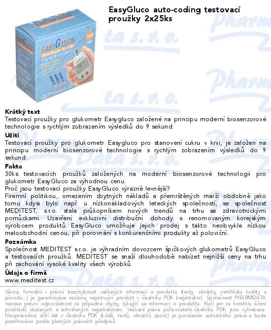 EasyGluco auto-coding testovacĂ­ prouĹľky 2x25ks