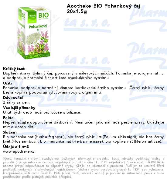 Apotheke BIO PohankovĂ˝ ÄŤaj 20x1.5g