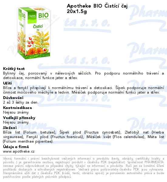 Apotheke BIO ÄŚistĂ­cĂ­ ÄŤaj nĂˇl.sĂˇÄŤky 20x1.5g
