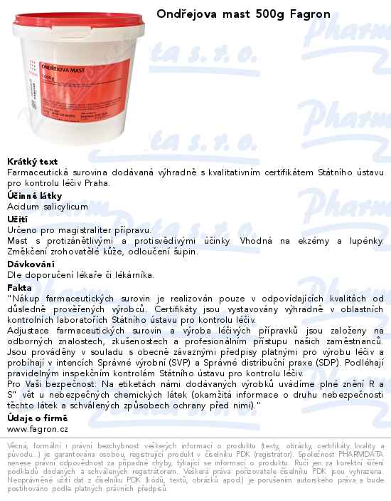 OndĹ™ejova mast 500g Fagron